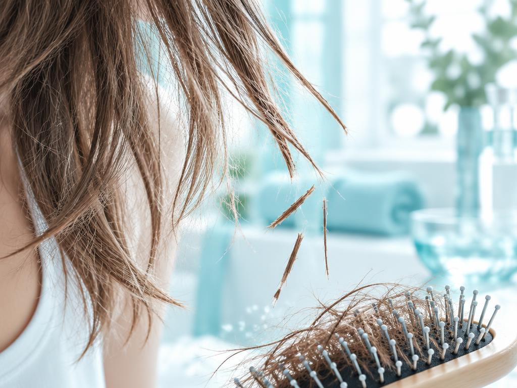 Cheveux secs et cassants qui tombent sur une brosse